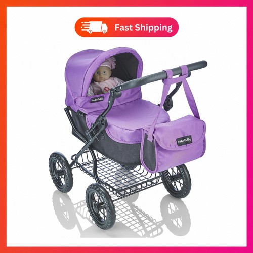 Realistic metal doll pram with - doll,