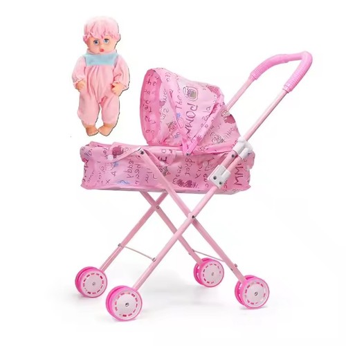 Foldable baby doll pram - doll,