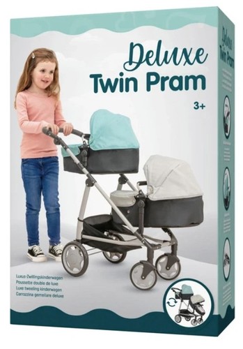 Deluxe twin pram pushchair - deluxe, in