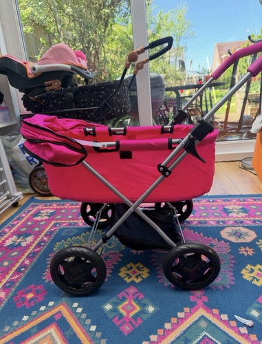 Pink dolls pram with carrycot - pram,