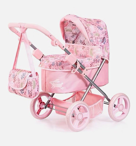 Pink floral doll pram - doll,