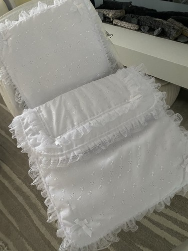 Dolls white broderie - pram, set