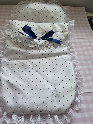 Hand made white - silk, navy