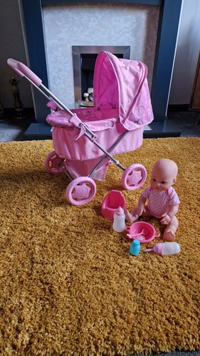 Joie pink doll - doll, pram