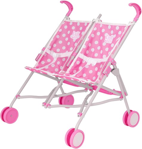 Twin stroller pink polka - pink, dot