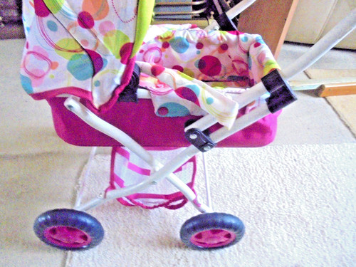 Pink doll pram with - with,